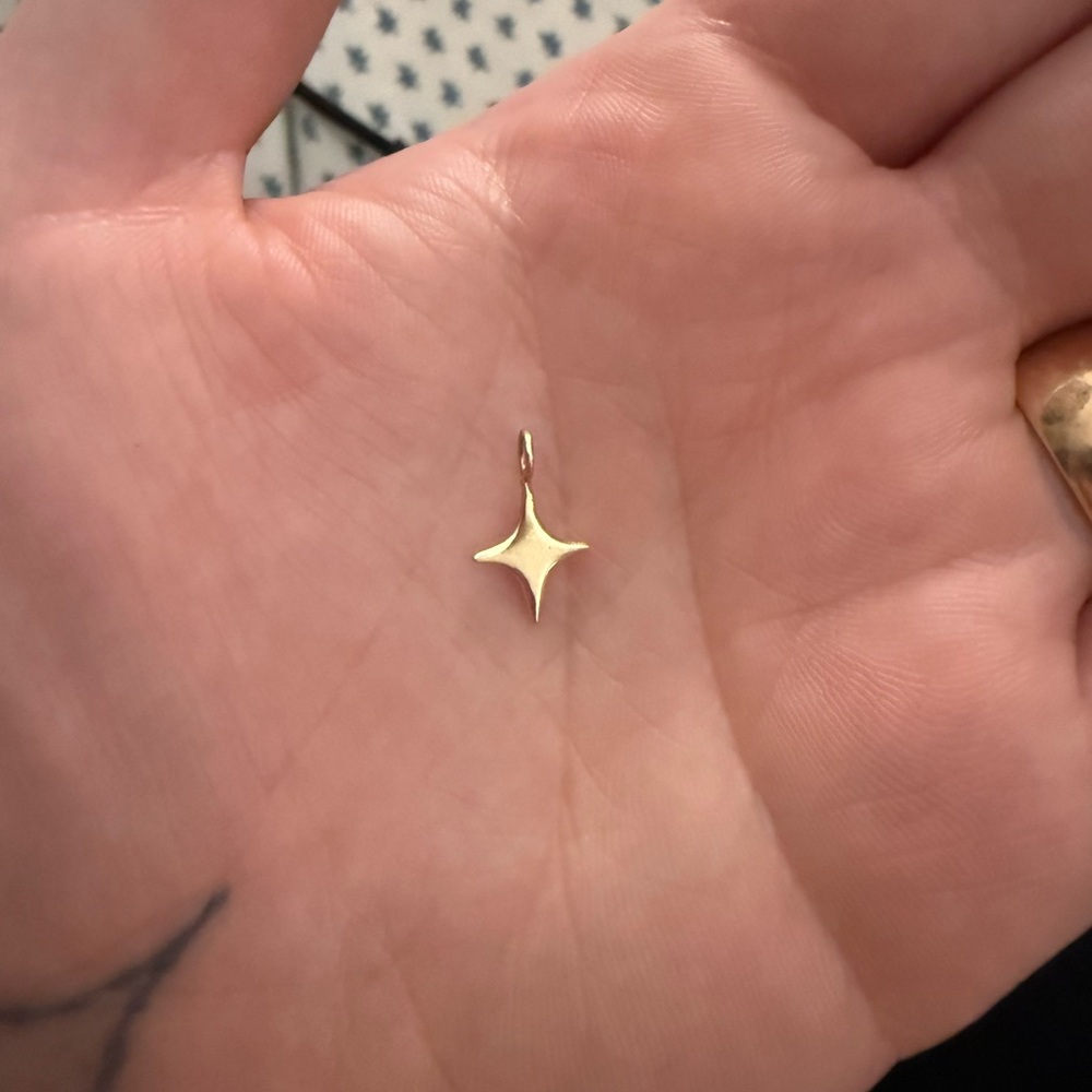 Dainty Solid 14k Gold Starburst Pendant